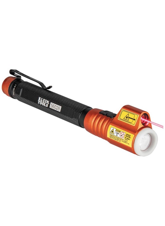 كلاين تولز مصباح يدوي وقلم فحص من Klein Tools 56026R مع مؤشر ليزر أحمر من الفئة 3R، يتوهج في الظلام، LED، رائع لموقع العمل، في الهواء الطلق، في حالات الطوارئ  - Image 1
