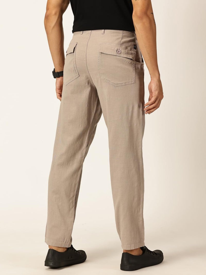 Thomas Scott Men Smart Regular Fit Mid-Rise Linen Chinos Trouser (TSB032_Grey, 36) - Image 4