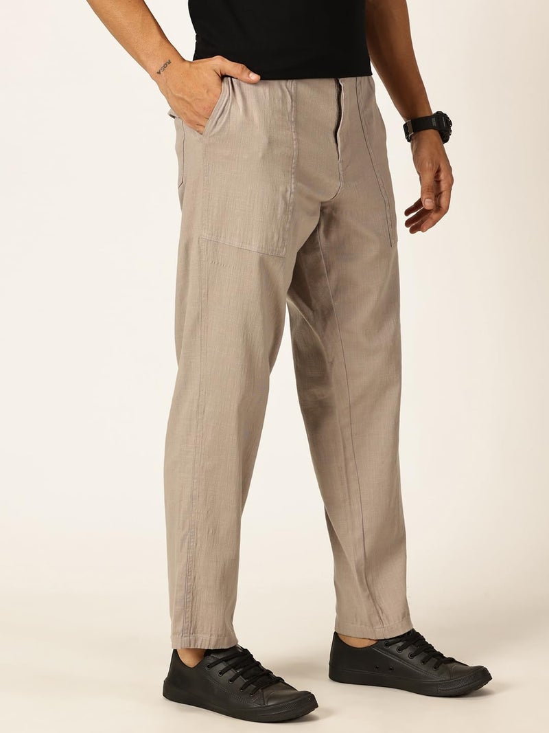 Thomas Scott Men Smart Regular Fit Mid-Rise Linen Chinos Trouser (TSB032_Grey, 36) - Image 3