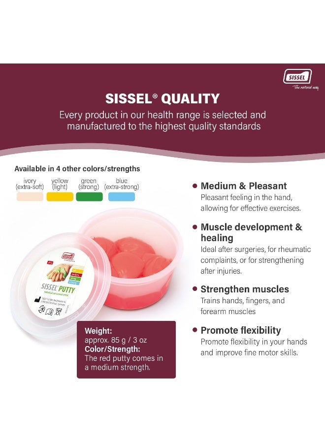 SISSEL Putty Red Medium | Hand & Finger Strengthening & Rehabilitation Putty | For Muscle Development & Recovery - Image 3