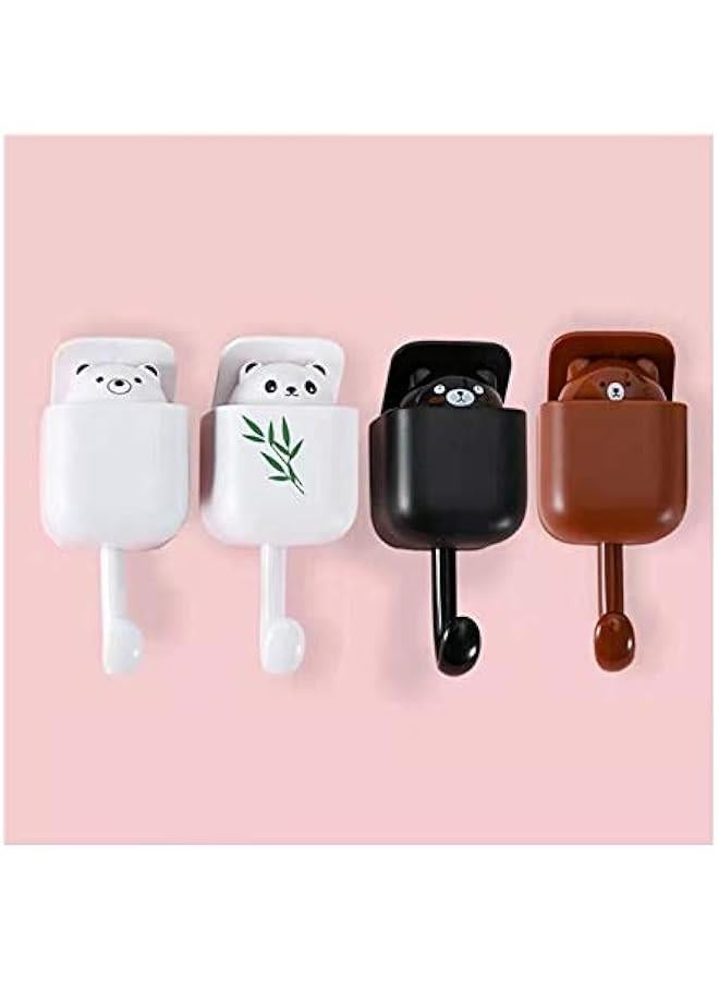 Cute Peek-A-Boo Hooks, Self Adhesive, Pop up Cat Bear Animal Decorative for Kids Boys Girls, for Key Coat Robe Towel, 4 Pack (Bears) - Image 1