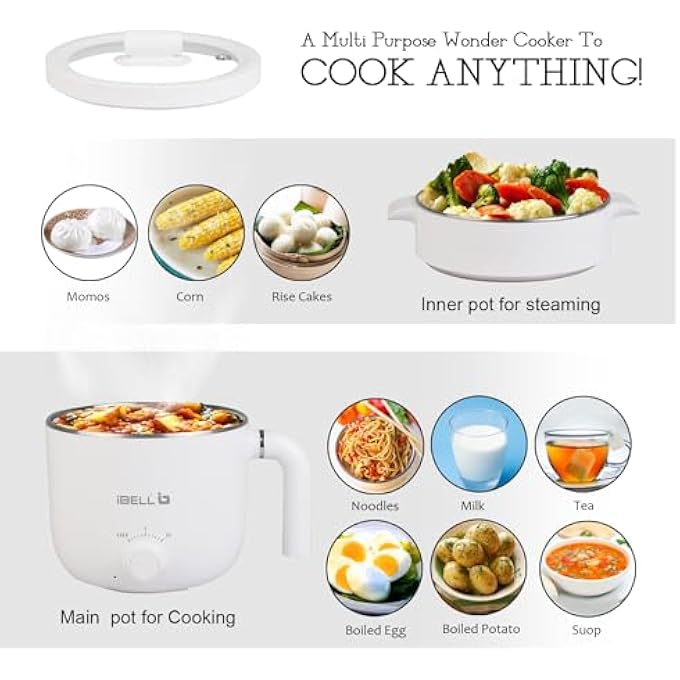 iBELL Mpk15M Premium Multi Purpose KettleCooker With 2 Pots And Egg Boiler Tray 15 Litre White - Image 2