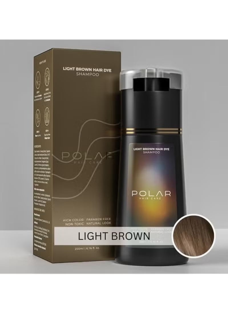 POLAR Hair Care Shampoo, Polar Hair Care Instant Dye Shampoo, Polar Hair Care Dye Shampoo (Light Brown) - Image 3