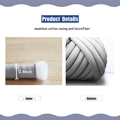 vrawas Arm Knitting Yarn for Chunky Yarn Giant Tubular Crochet Making Blanket DIY,Hand Knitting Braided Knot Throw Washable Tube Bulky for Weave Craft Crochet(Gray, 2.2lb) - Image 3