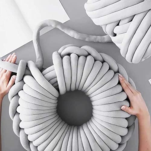 vrawas Arm Knitting Yarn for Chunky Yarn Giant Tubular Crochet Making Blanket DIY,Hand Knitting Braided Knot Throw Washable Tube Bulky for Weave Craft Crochet(Gray, 2.2lb) - Image 2