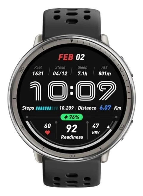 Amazfit Active 2 Smart Watch 44mm – AMOLED Display, GPS, Voice Control, NFC Payments, 10-Day Battery, 160+ Sports Modes, 5ATM Waterproof, Android & iPhone Compatible – Black