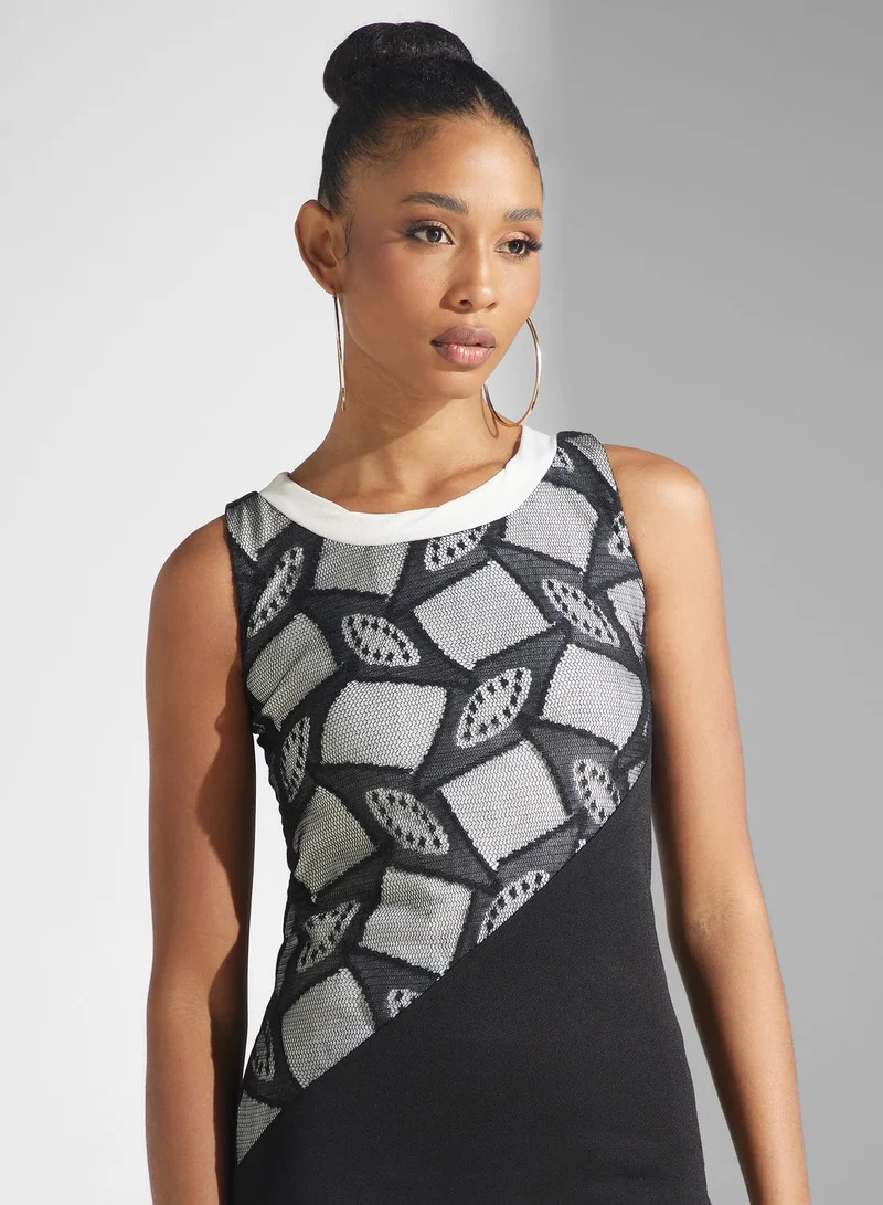 Golden Apple Color Block Printed Dress