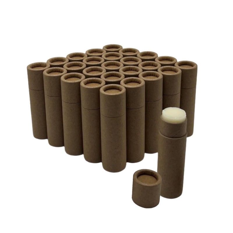 أنابيب بلسم الشفاه من كرافت ورق مقوى 03 أونصة 85 جرام مع أغطية - عبوة 25 أنبوب تجميل قابلة لإعادة التعبئة