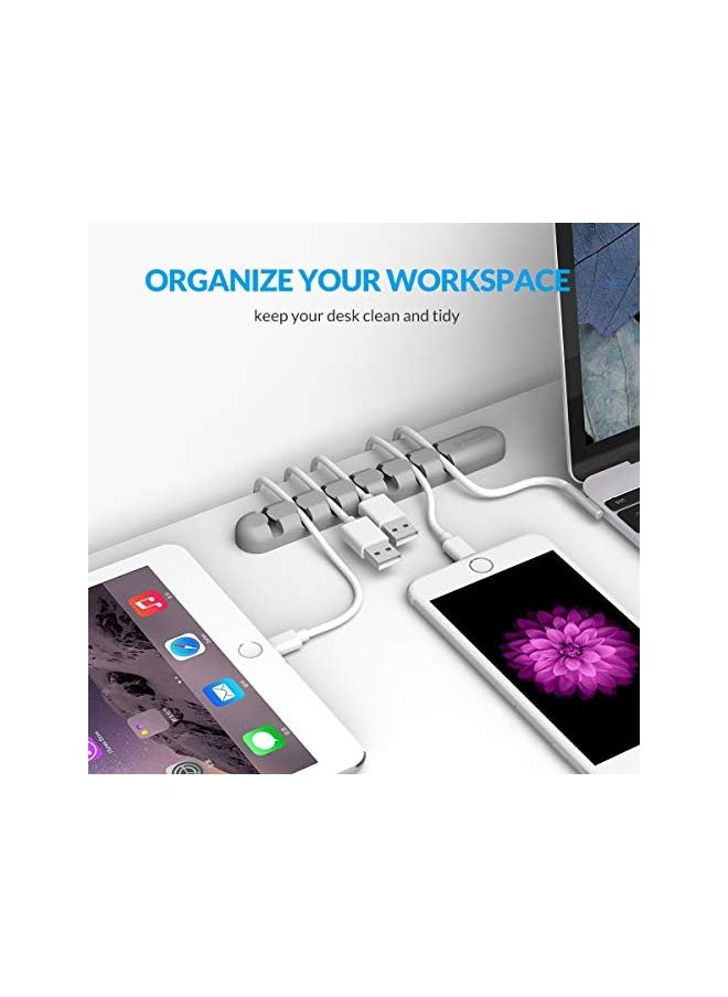 Orico - Cord Organizer 7 Channel Desktop Cord Holder Cord Management Cable Holder Clip For Power Cord Charging Cord Usb Cord Mouse Cable Offices And Home Gray - Image 1