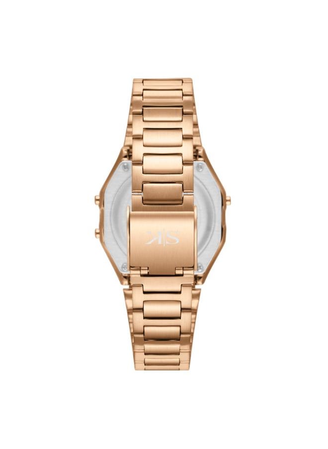 KENNETH SCOTT Men's Digital Display Watch With Rose Gold Stainless Steel Strap - K25206-RBKK  - Image 3