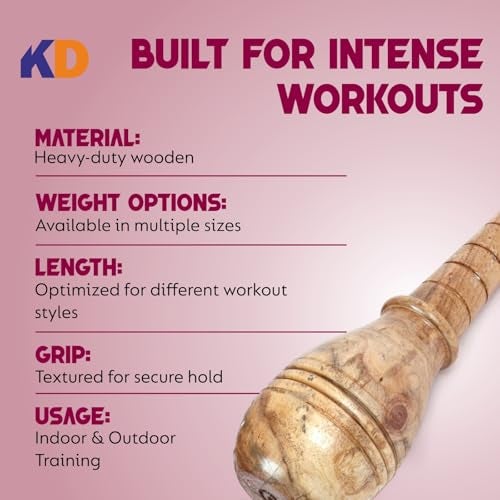KNK GADA FITNESS BAR INDIAN CLUB BHEEM MACE SHOULDER EQUIPMENT MEEL KARLA KATAI FITNESS DURABLE WOODEN EQUIPMENT (5 to 6 KG) - Image 4