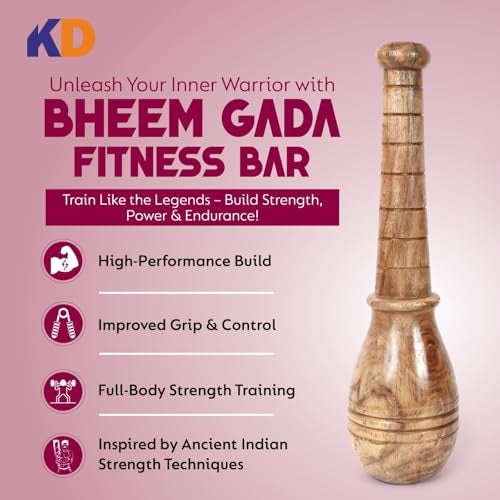 KNK GADA FITNESS BAR INDIAN CLUB BHEEM MACE SHOULDER EQUIPMENT MEEL KARLA KATAI FITNESS DURABLE WOODEN EQUIPMENT (5 to 6 KG) - Image 2