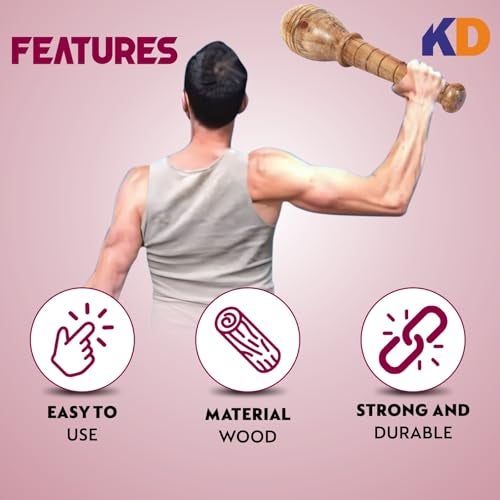 KNK GADA FITNESS BAR INDIAN CLUB BHEEM MACE SHOULDER EQUIPMENT MEEL KARLA KATAI FITNESS DURABLE WOODEN EQUIPMENT (5 to 6 KG) - Image 5