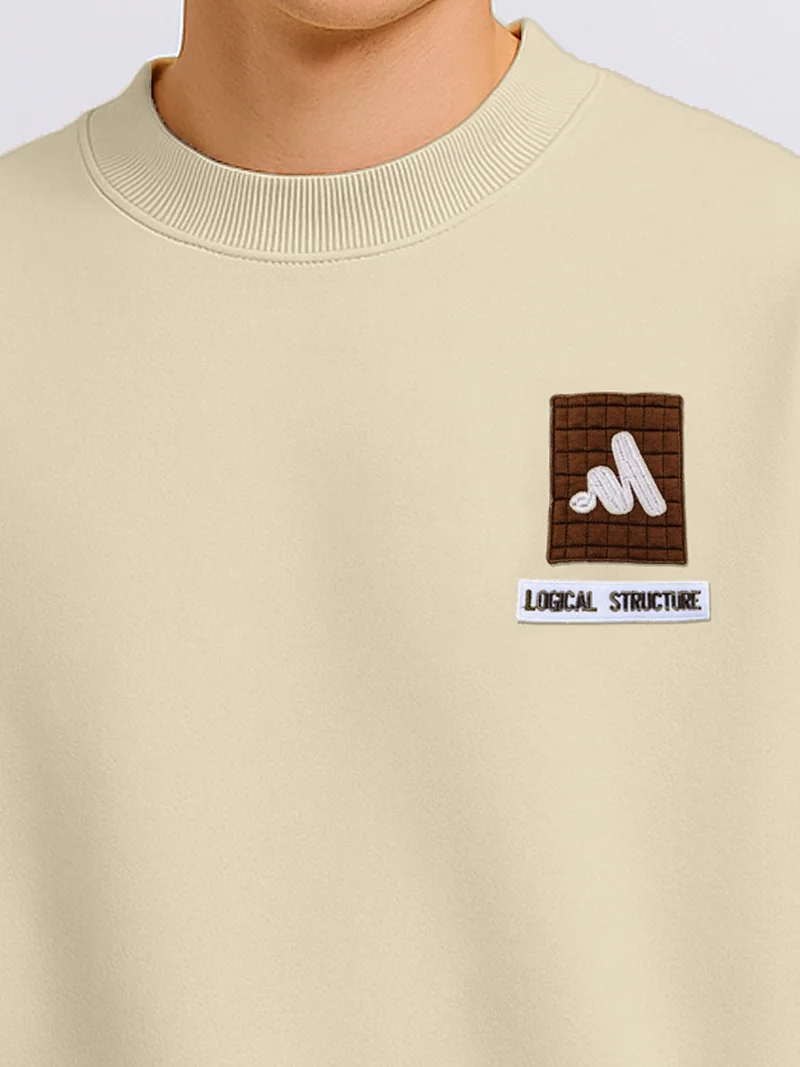 Maniac  Maniac Mens Embroidery Full Sleeve Round Biscuit Cotton Fleece Sweatshirt for Men | Best Price UAE