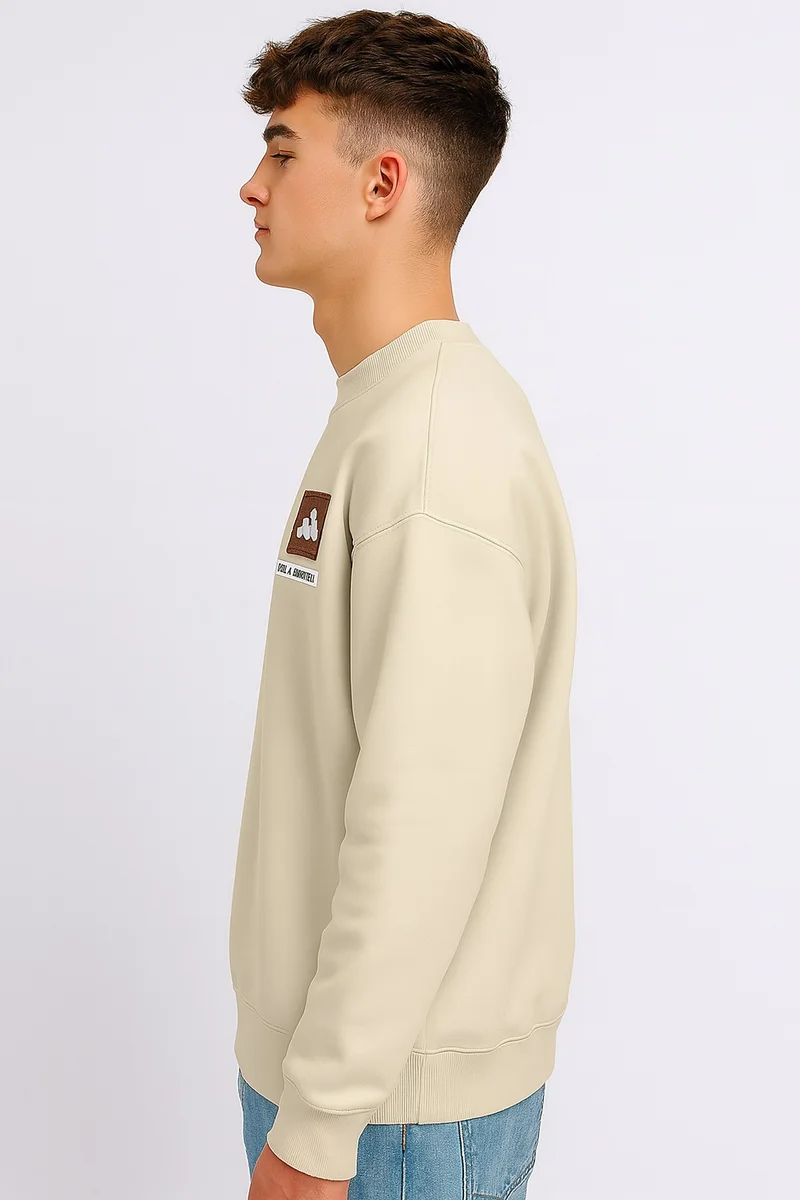مانياك Maniac Mens Embroidery Full Sleeve Round Biscuit Cotton Fleece Sweatshirt