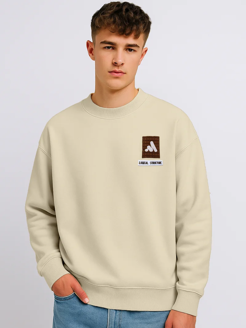 مانياك Maniac Mens Embroidery Full Sleeve Round Biscuit Cotton Fleece Sweatshirt