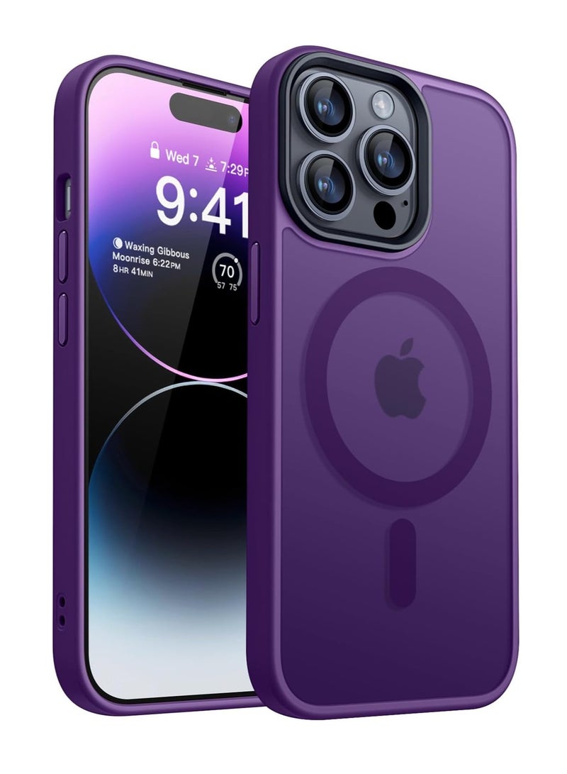 ثسؤشسث غطاء مغناطيسي للآيفون 14 برو ماكس 6.7 بوصة، متوافق مع MagSafe، غطاء خلفي نحيف شفاف مقاوم للصدمات بلوري بلون أرجواني - Image 1