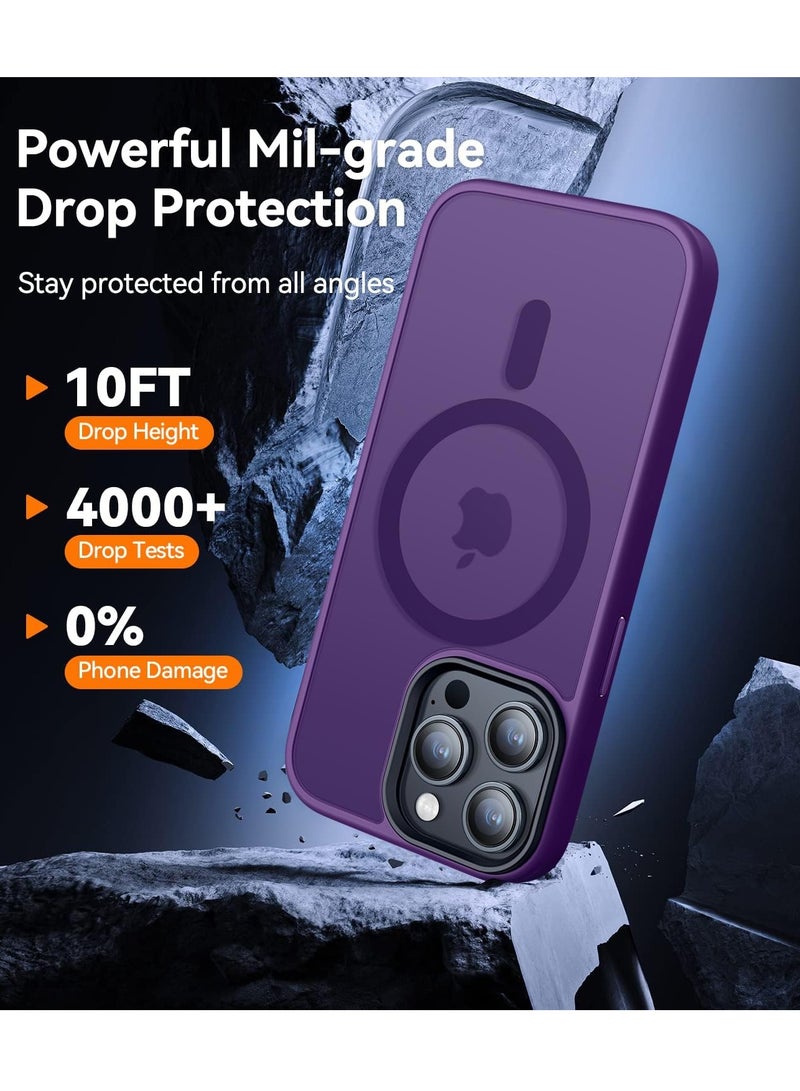 ثسؤشسث غطاء مغناطيسي للآيفون 14 برو ماكس 6.7 بوصة، متوافق مع MagSafe، غطاء خلفي نحيف شفاف مقاوم للصدمات بلوري بلون أرجواني - Image 4