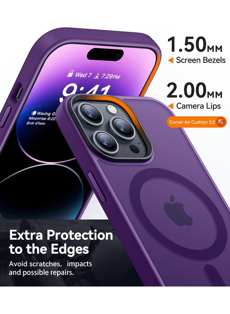 ثسؤشسث غطاء مغناطيسي للآيفون 14 برو ماكس 6.7 بوصة، متوافق مع MagSafe، غطاء خلفي نحيف شفاف مقاوم للصدمات بلوري بلون أرجواني - Image 5