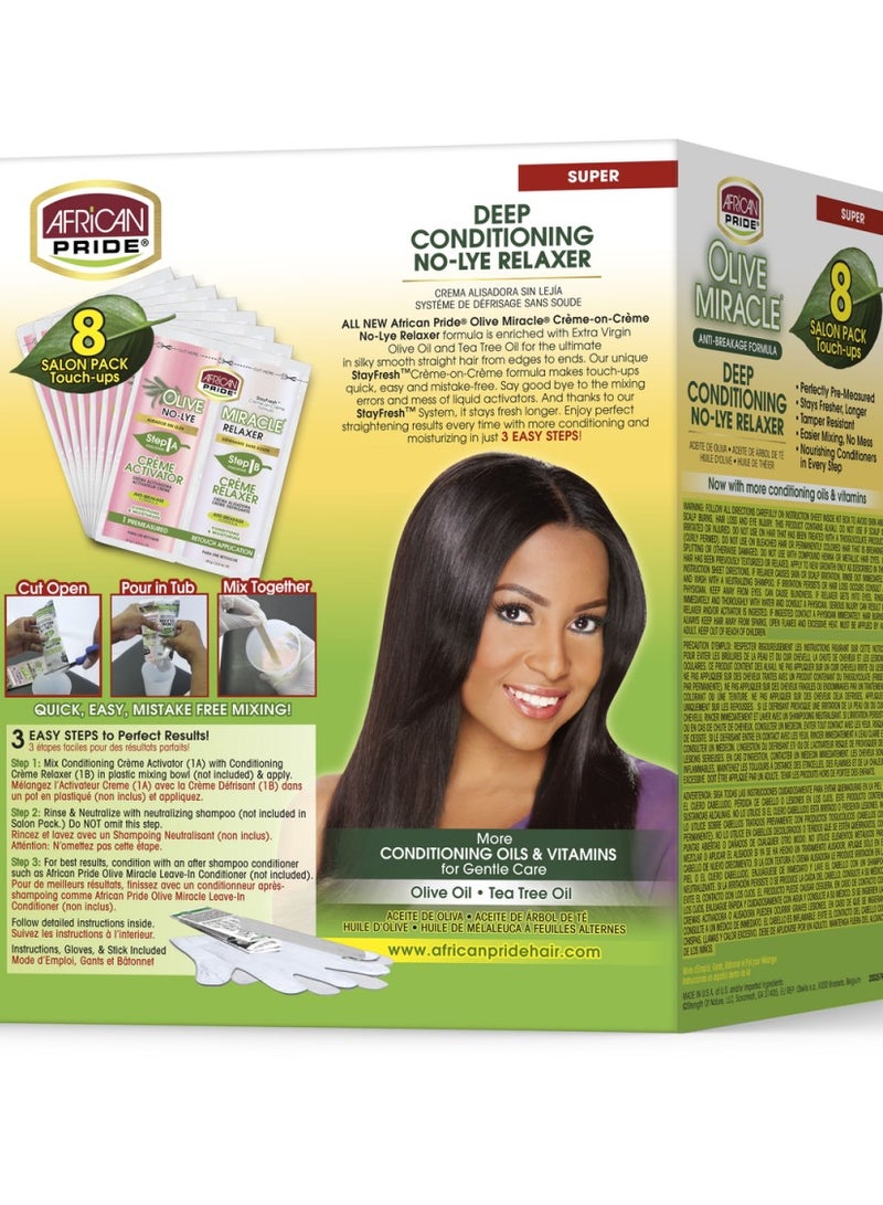 African Pride Olive Miracle Deep Conditioning No-Lye Relaxer - Super Kit 8-Count - Image 2