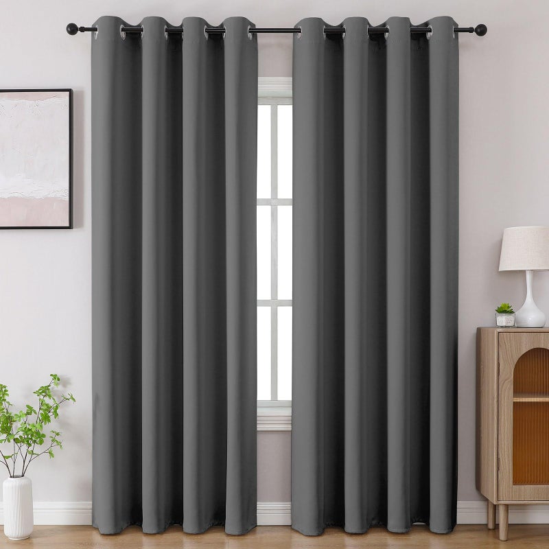 CUCRAF Light Grey Blackout Curtains 84 inch Length 2 Panels Set, Room Darkening Drapes for Living Room Bedroom, Thermal Insulated Light Blocking Grommet Window Curtain (W52 x L84 Inch) - Image 1