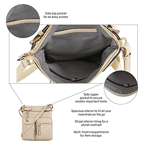 SG SUGU Katie Lightweight Medium Crossbody Bag Shoulder Bag with Multi Pocket for Women | Off-White - Image 3