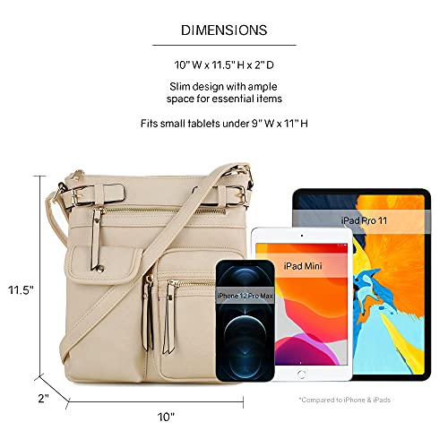 SG SUGU Katie Lightweight Medium Crossbody Bag Shoulder Bag with Multi Pocket for Women | Off-White - Image 5