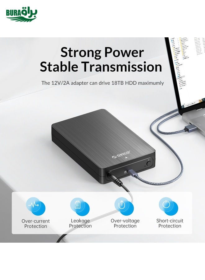 BURAQ ORICO HM35C3 3.5 inch USB3.1 Gen1 Type-C Hard Drive Enclosure, Plug:EU Plug(Black)  - Image 5