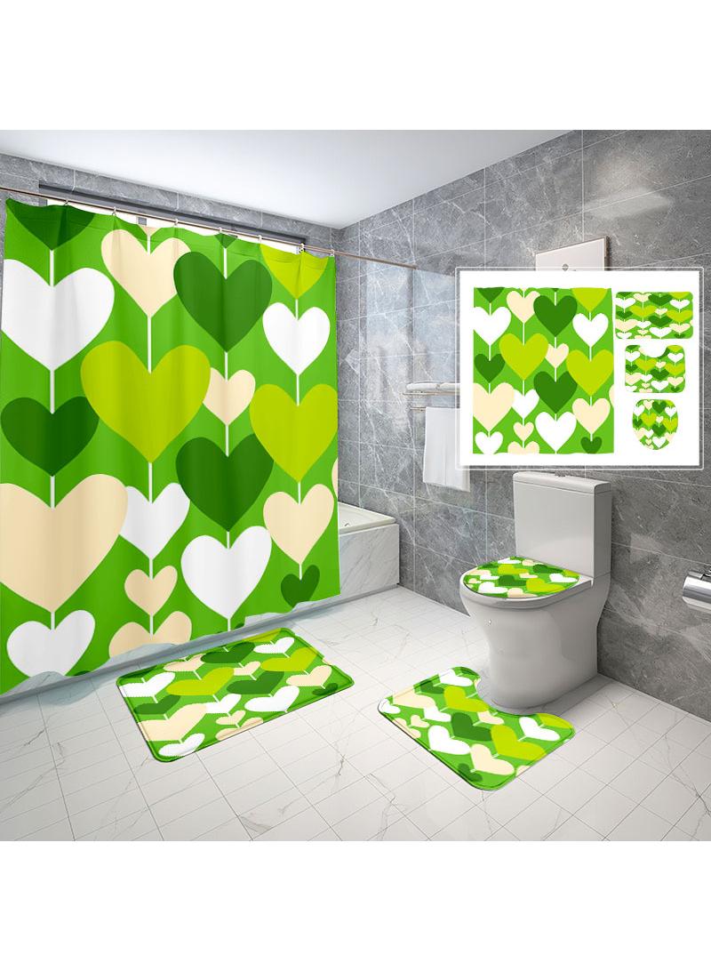 general 4 Piece Shower Curtain Sets With Non-Slip Rugs Toilet Lid Cover And Bath Mat Durable And Waterproof For Bathroom Decor Set - Image 1