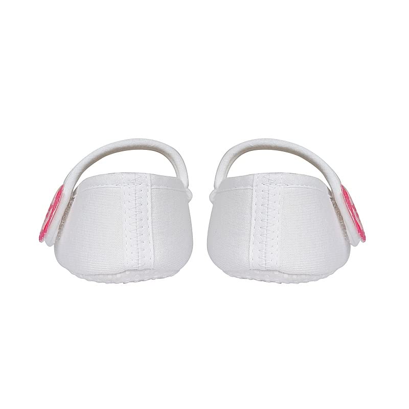Rsmart Infant New Baby Toddlers Boys and Girls Cotton White Sandal Booties With Pink Heart Patch [RSM_3] - Image 2