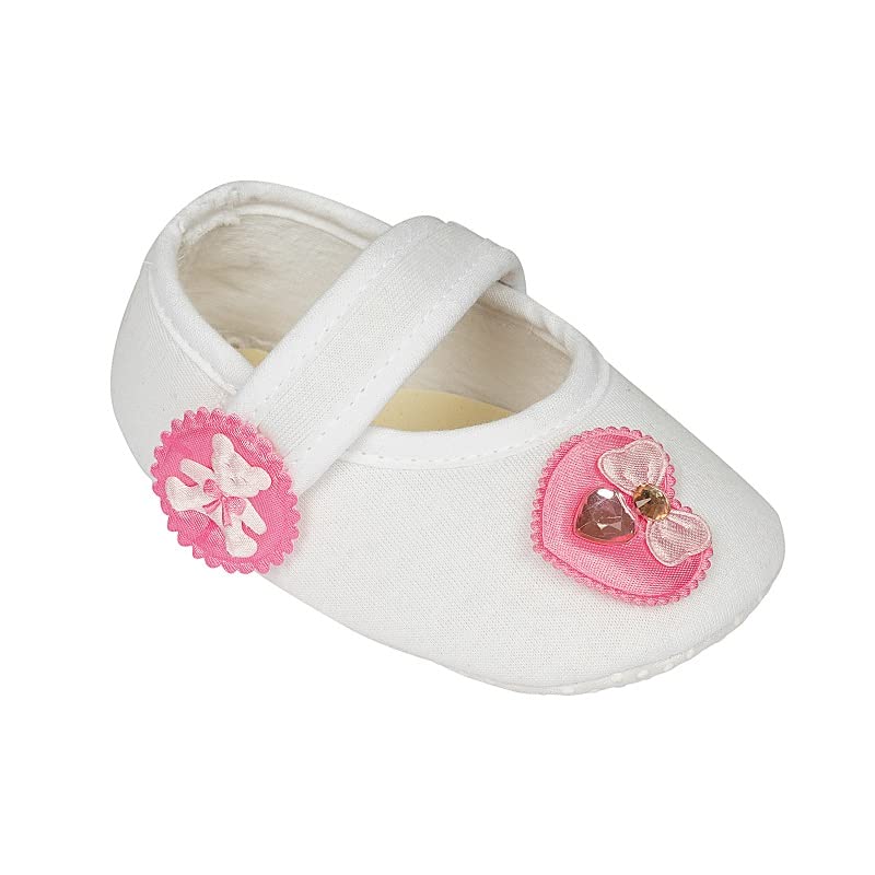 Rsmart Infant New Baby Toddlers Boys and Girls Cotton White Sandal Booties With Pink Heart Patch [RSM_3] - Image 3