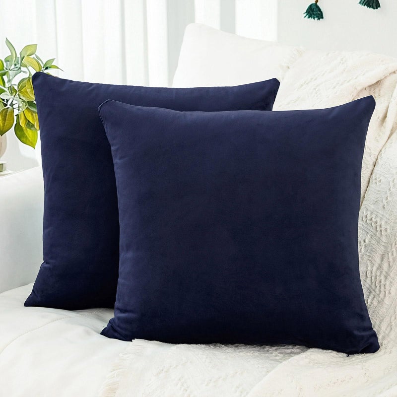 QUORGVES 22x22 Pillow Cover Set of 2 Velvet Decorative Throw Pillows for Living Room Sofa Couch Bed Bedroom Dark Navy Blue