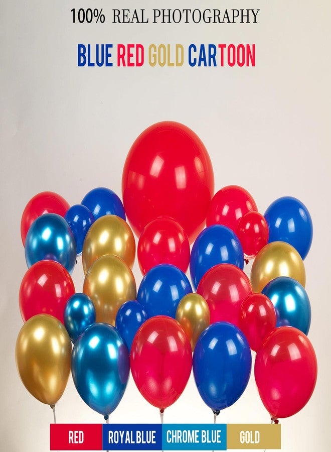 Kozee Red Blue Gold Balloon garland arch Kit 130 PCS chrome blue with foil Star diy long balloons for kid video game Cartoon Hedgehog theme birthday superhero gamer party decorations - Image 2