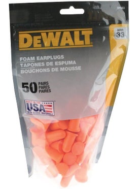 DEWALT DEWALT DPG63 Orange Bell NRR33 Foam Earplugs - Uncorded - 50 Pair Resealable Bag 