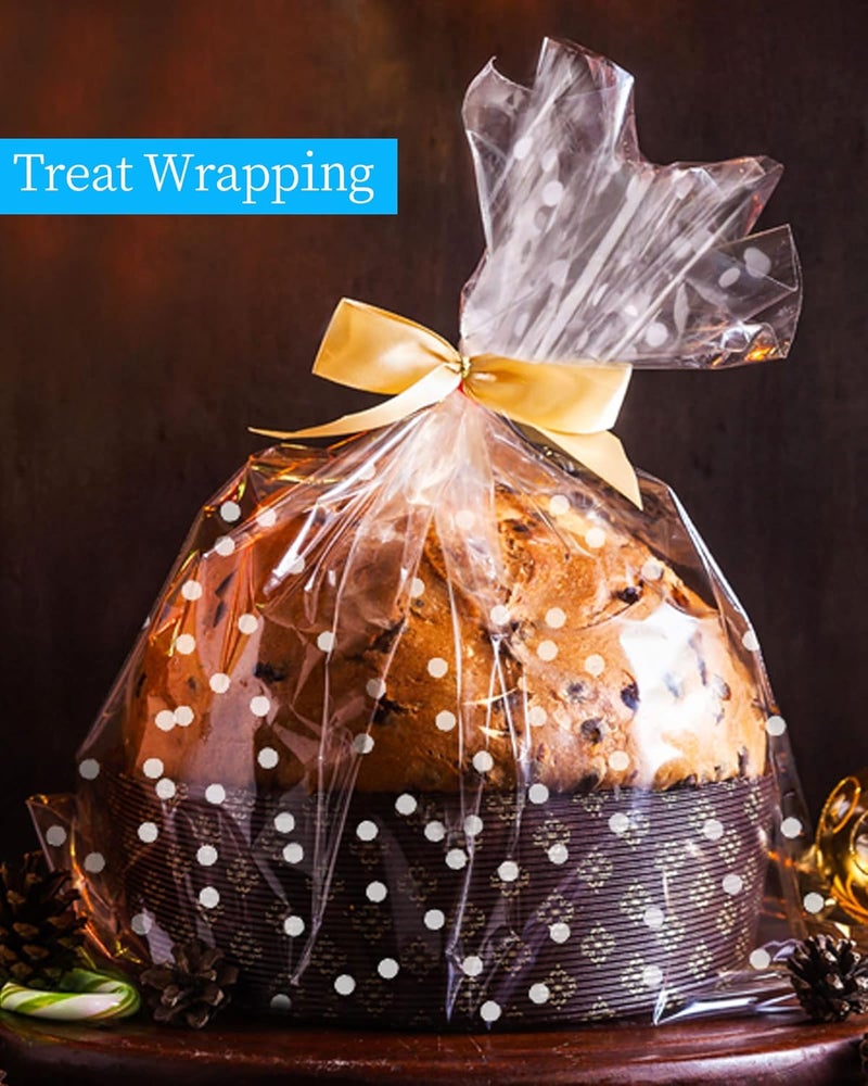 JOYIT 100' Long X 35” Wide Clear Cellophane Wrap Roll with White Dots - 3 Mil Thicker Cellophane Roll, Clear Wrapping Paper for Gift Baskets Wrap (35" Folds into 17.5") - Image 4