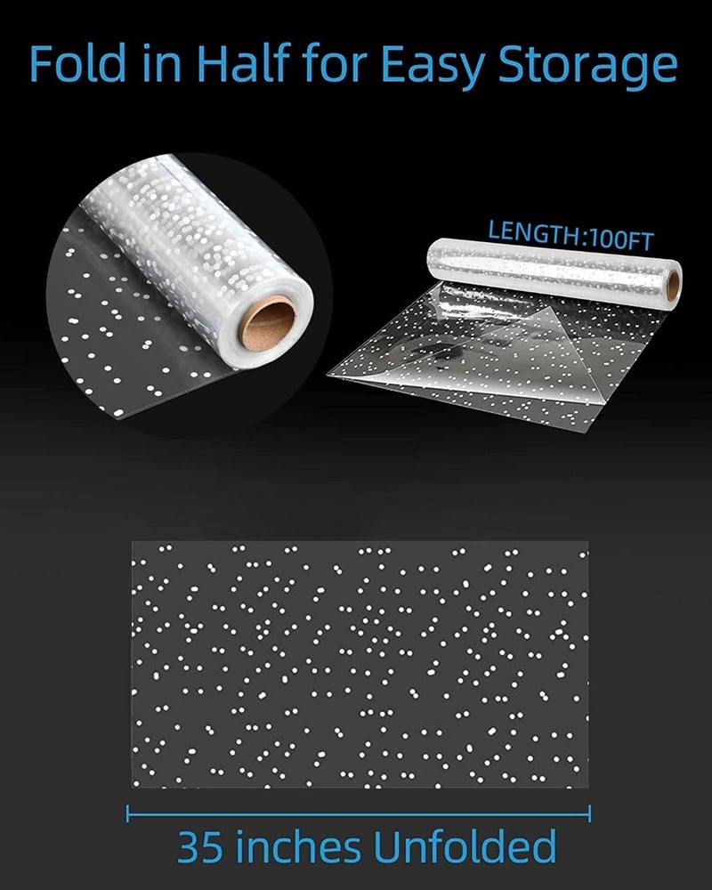 JOYIT 100' Long X 35” Wide Clear Cellophane Wrap Roll with White Dots - 3 Mil Thicker Cellophane Roll, Clear Wrapping Paper for Gift Baskets Wrap (35" Folds into 17.5") - Image 2
