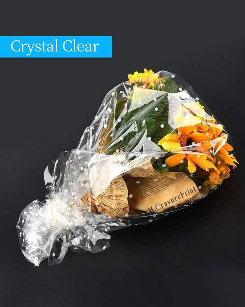 JOYIT 100' Long X 35” Wide Clear Cellophane Wrap Roll with White Dots - 3 Mil Thicker Cellophane Roll, Clear Wrapping Paper for Gift Baskets Wrap (35" Folds into 17.5") - Image 3