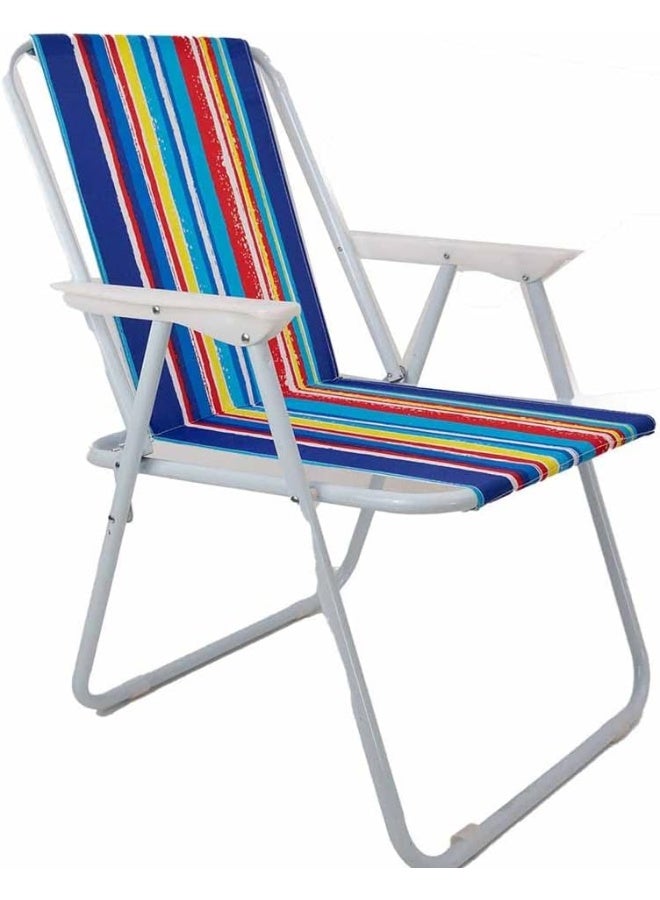 Day To Day كرسي شاطئ قابل للطي، كرسي مريح خارجي، كرسي قابل للطي متعدد الوظائف باللون الأزرق والأحمر والأصفر - Image 1