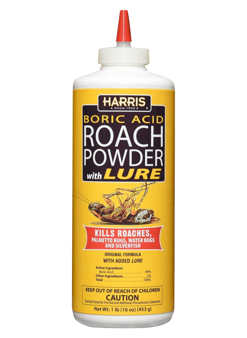 Harris Boric Acid Cockroach Killer Powder with Lure, 16oz  - Image 1