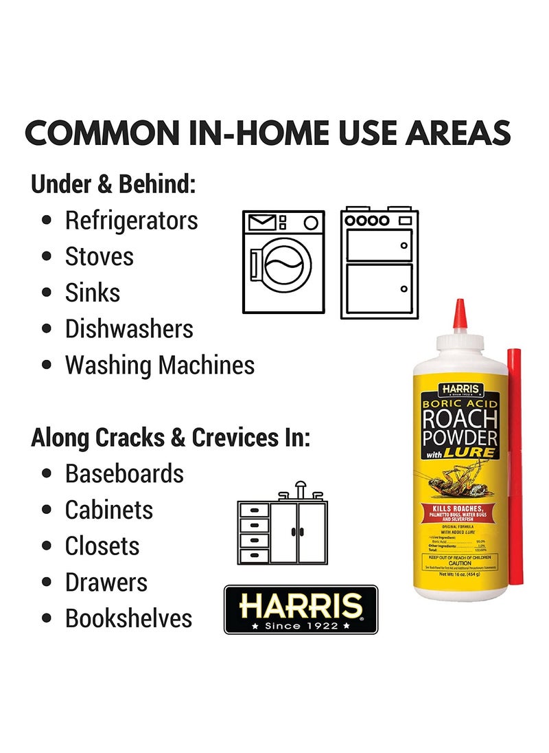 Harris Boric Acid Cockroach Killer Powder with Lure, 16oz  - Image 2