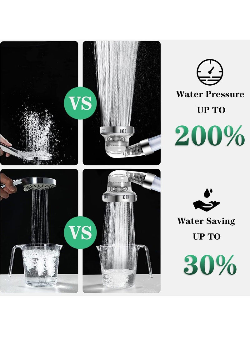 3 Modes High Pressure Handheld Showerhead, Water Saving Filtered Shower Head with Pcs PP Cotton Filter and Stones  - Image 3