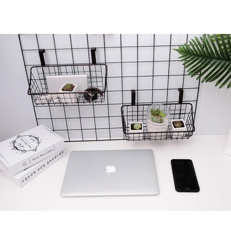 LeleCAT Basket with hook Grid Storage Basket  Hang it behind a door or on a railing  Over the Cabinet Door  Small  BLack 2 Pack - Image 5
