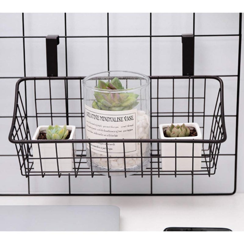 LeleCAT Basket with hook Grid Storage Basket  Hang it behind a door or on a railing  Over the Cabinet Door  Small  BLack 2 Pack - Image 4