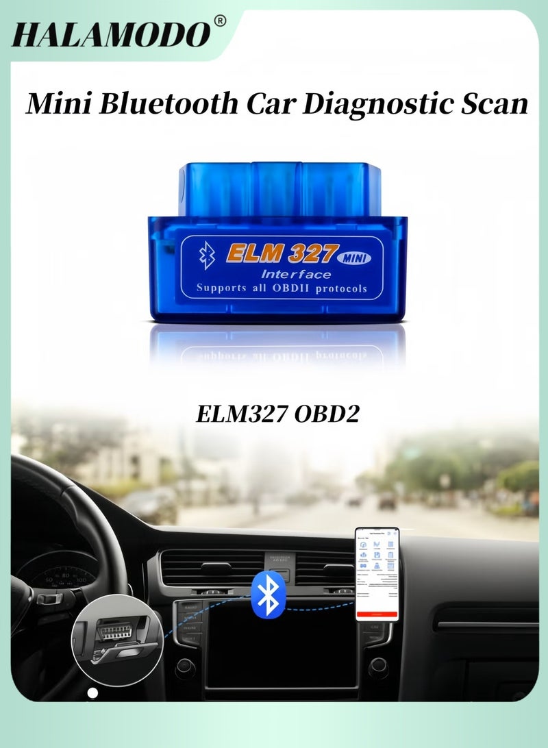 Halamodo Mini ELM327 OBDII Car Diagnostic Scan Professional Bluetooth Scan Tool and Code Reader for Android & PC Car Auto Diagnostic Scanner - Image 1
