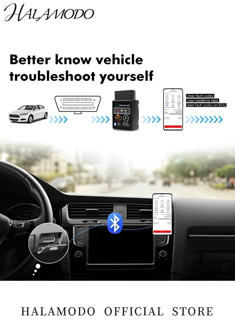 Halamodo Mini ELM327 OBDII Car Diagnostic Scan Professional Bluetooth Scan Tool and Code Reader for Android & PC Car Auto Diagnostic Scanner - Image 5