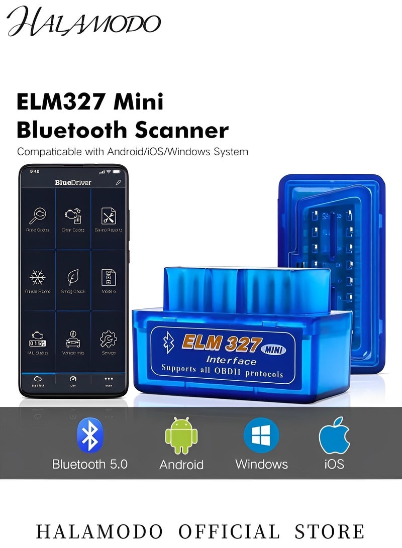 Halamodo Mini ELM327 OBDII Car Diagnostic Scan Professional Bluetooth Scan Tool and Code Reader for Android & PC Car Auto Diagnostic Scanner - Image 3