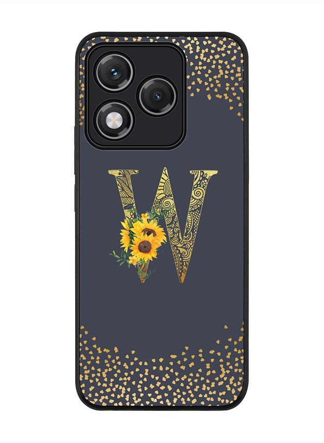 For Honor 400 Lite Case,Slim fit Camera Protection, Shockproof Thin Phone cover  - Custom Floral Monogram - W  (Grey )