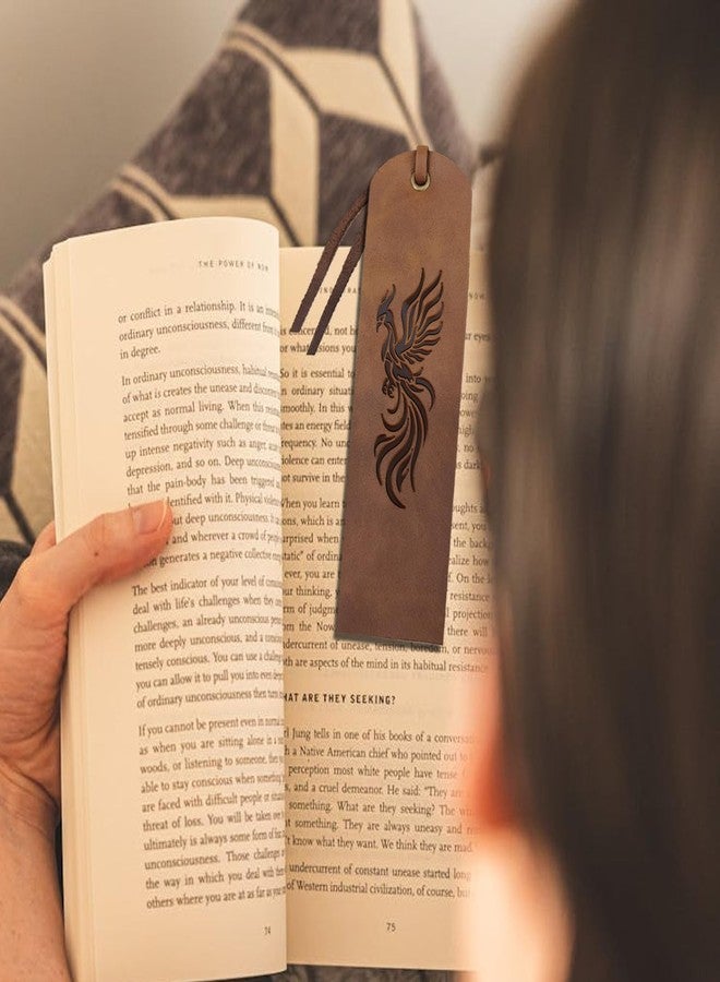 MAYJOYDIY 4pcs Phoenix Totem Leather Bookmark Vintage Bird Leather Page Markers 2×7inch Ancient Flying Bird Handmade Book Mark for Book Reading Bookworms Writers Man Women Gifts - Image 5