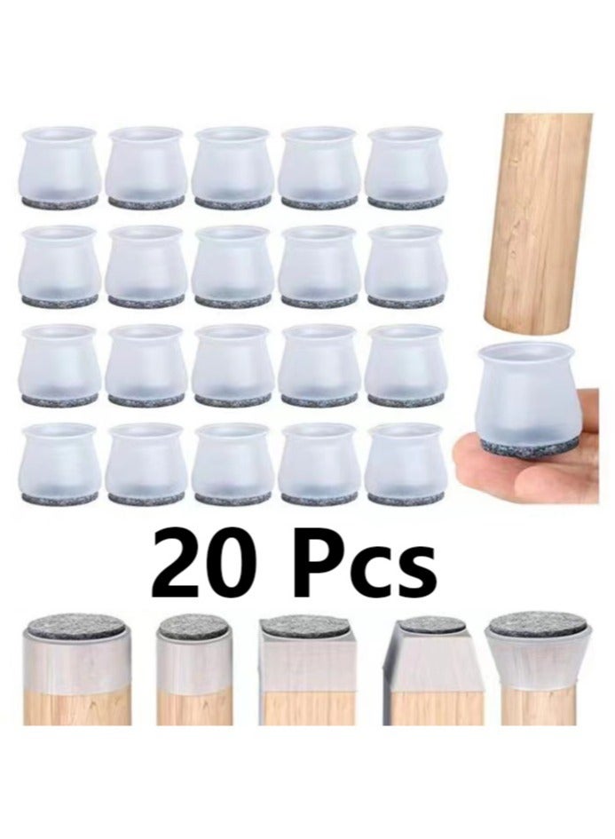 20 PCS Chair Leg Floor Silicone Protective Cover Set Transparent Reduces Noise - Image 1