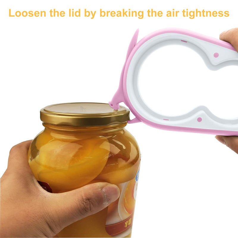 Otstar Jar Opener Bottle Opener and Can Opener for Weak hands, Seniors with Arthritis and Anyone with Low Strength, Mutil Jar Opener Get Lids Off Easily (Pink) - Image 4